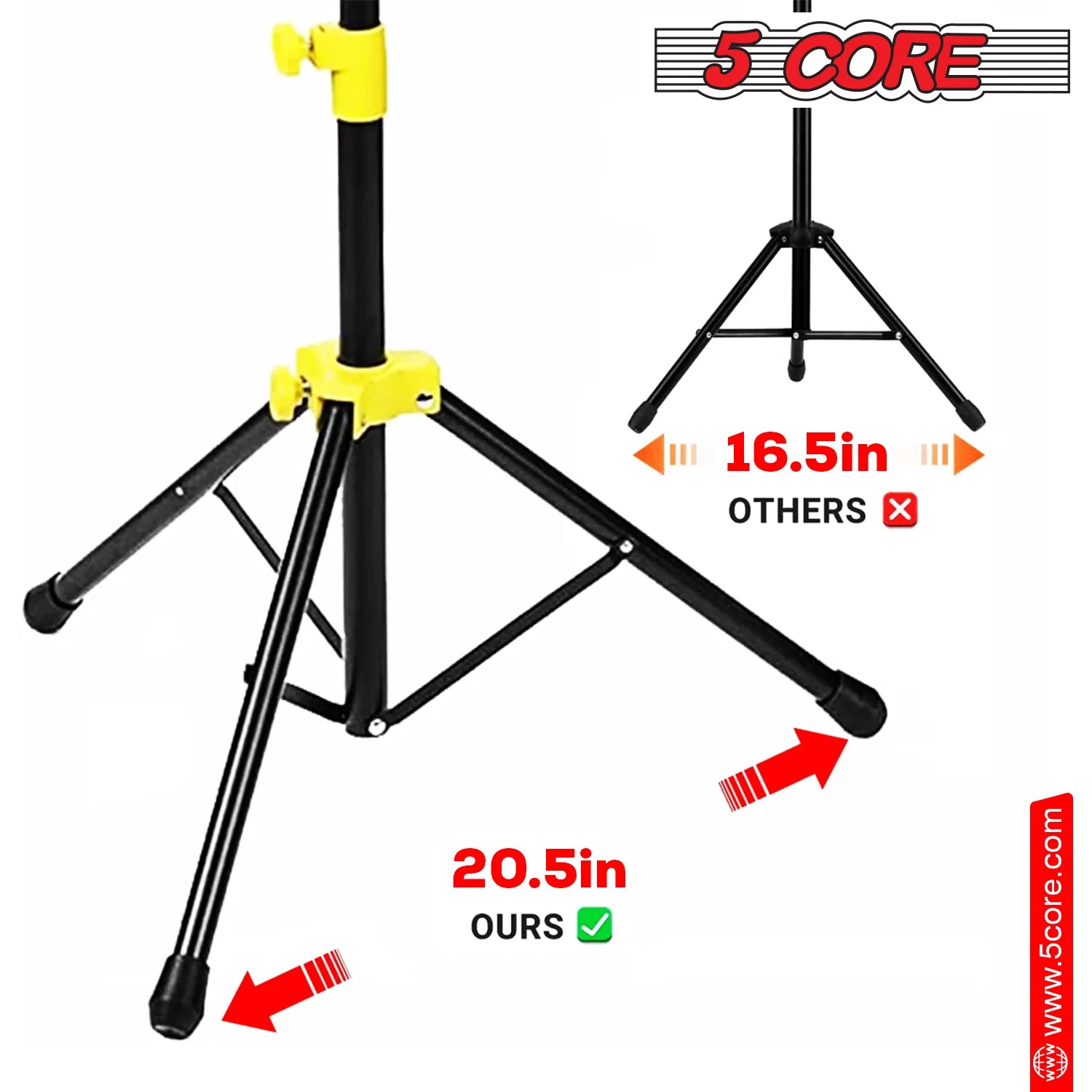 5Core Music Stand for Sheet Music Portable Tripod Adjustable Folding Note Holder Yellow