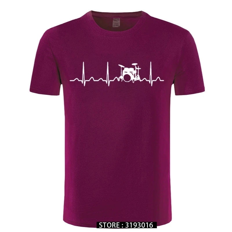3D Printed Drummer Heartbeat T-Shirt for Men - Casual Japanese Fashion Tee for Christmas