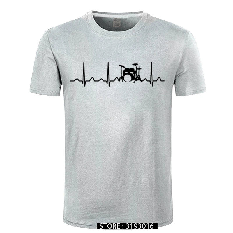 3D Printed Drummer Heartbeat T-Shirt for Men - Casual Japanese Fashion Tee for Christmas