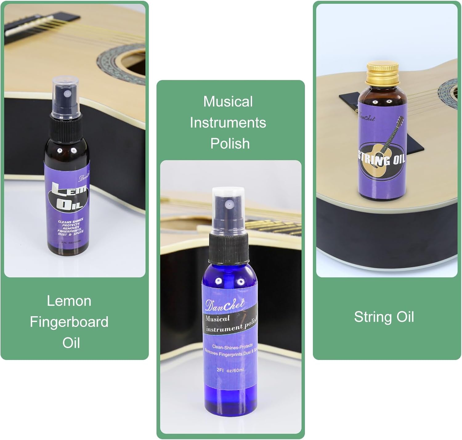 Deluxe Guitar Cleaning Kit: Lemon Oil, Polish & String Oil for Guitar Cleaning &