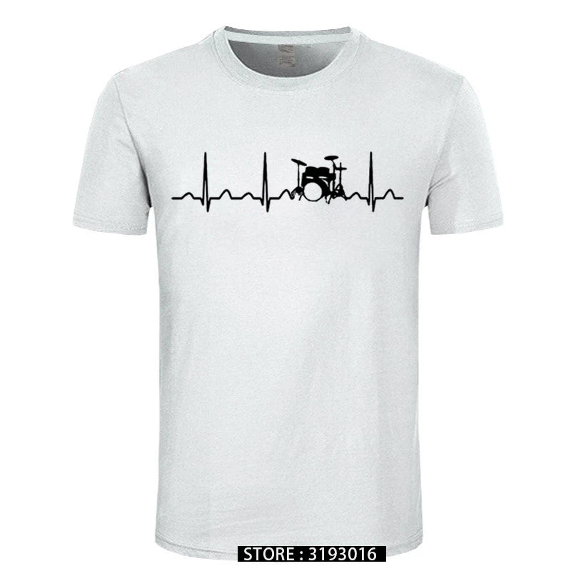 3D Printed Drummer Heartbeat T-Shirt for Men - Casual Japanese Fashion Tee for Christmas