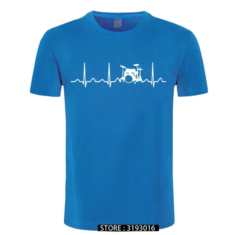 3D Printed Drummer Heartbeat T-Shirt for Men - Casual Japanese Fashion Tee for Christmas