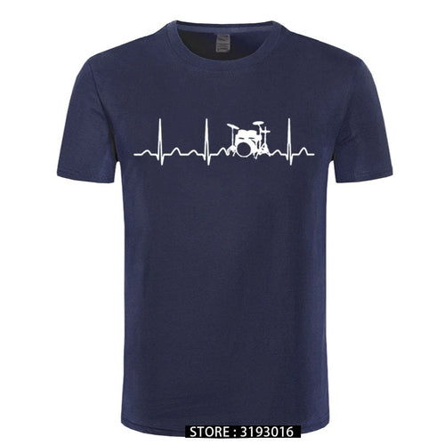 3D Printed Drummer Heartbeat T-Shirt for Men - Casual Japanese Fashion Tee for Christmas
