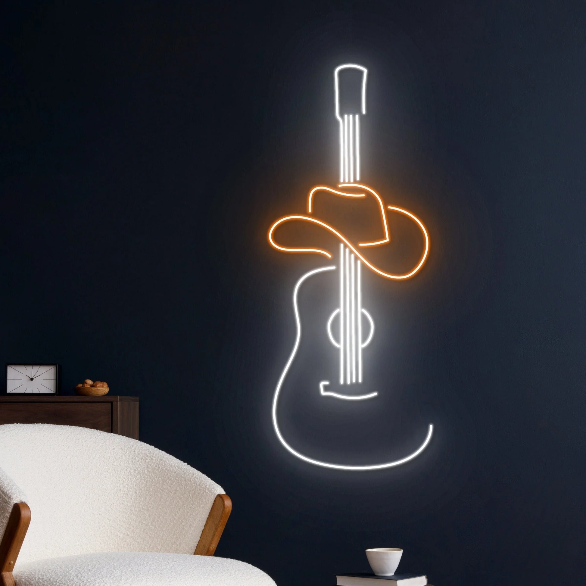 Cowboy Hat Guitar Led Sign, Cowboy Guitar Neon Light, Guitar Cowboy Neon Sign