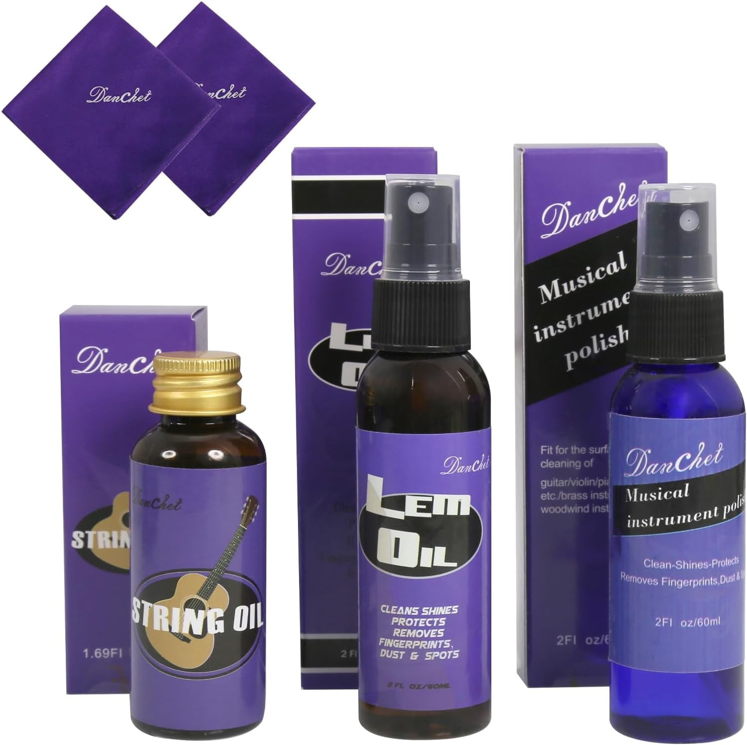 Deluxe Guitar Cleaning Kit: Lemon Oil, Polish & String Oil for Guitar Cleaning &